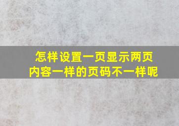 怎样设置一页显示两页内容一样的页码不一样呢