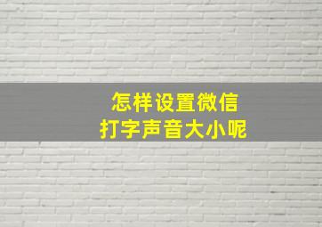 怎样设置微信打字声音大小呢