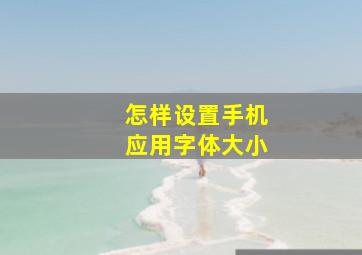 怎样设置手机应用字体大小