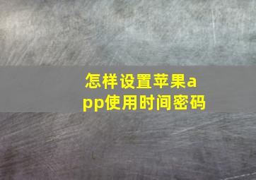 怎样设置苹果app使用时间密码