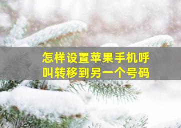 怎样设置苹果手机呼叫转移到另一个号码