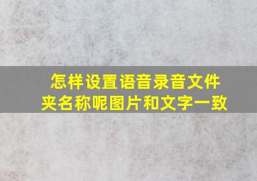 怎样设置语音录音文件夹名称呢图片和文字一致