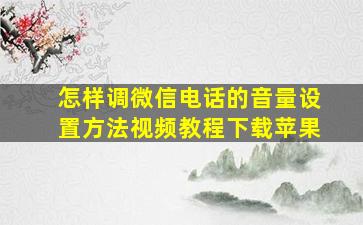 怎样调微信电话的音量设置方法视频教程下载苹果