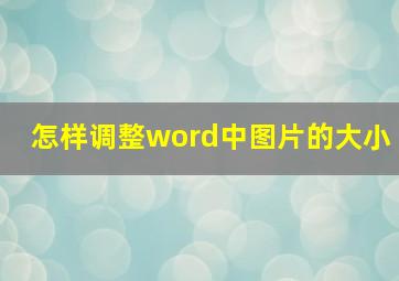 怎样调整word中图片的大小