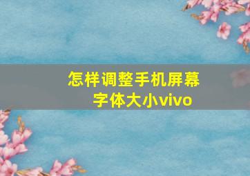 怎样调整手机屏幕字体大小vivo