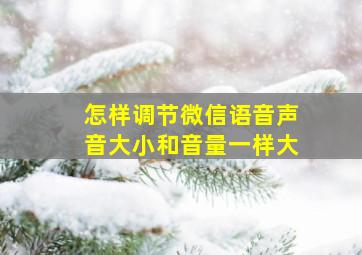 怎样调节微信语音声音大小和音量一样大