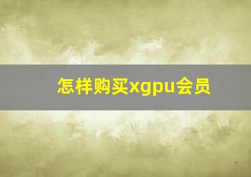 怎样购买xgpu会员