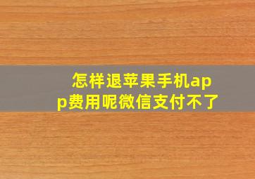 怎样退苹果手机app费用呢微信支付不了