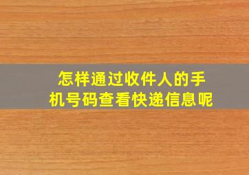 怎样通过收件人的手机号码查看快递信息呢