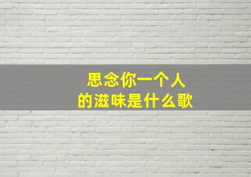 思念你一个人的滋味是什么歌