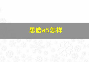 思皓a5怎样