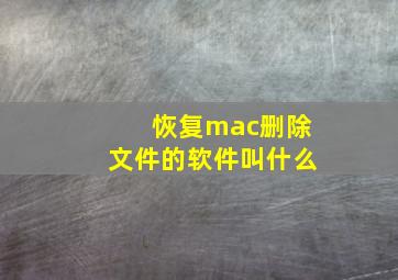 恢复mac删除文件的软件叫什么