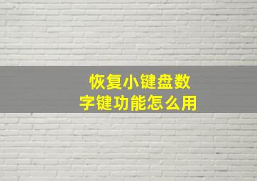 恢复小键盘数字键功能怎么用