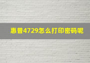 惠普4729怎么打印密码呢