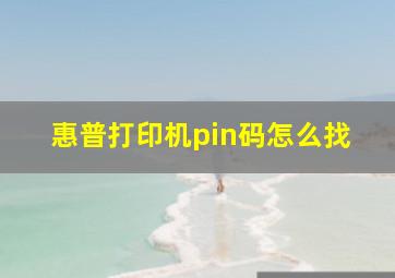 惠普打印机pin码怎么找