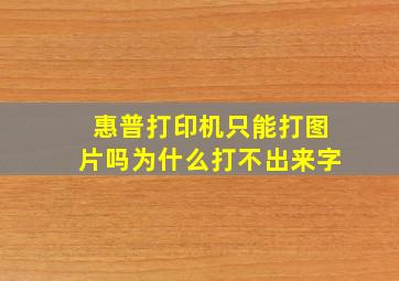 惠普打印机只能打图片吗为什么打不出来字