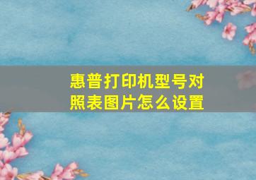 惠普打印机型号对照表图片怎么设置