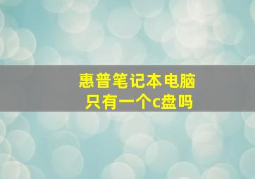 惠普笔记本电脑只有一个c盘吗