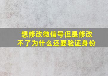 想修改微信号但是修改不了为什么还要验证身份