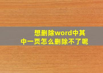 想删除word中其中一页怎么删除不了呢