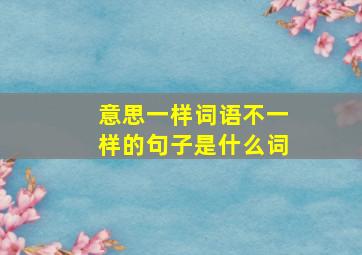 意思一样词语不一样的句子是什么词