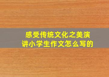 感受传统文化之美演讲小学生作文怎么写的