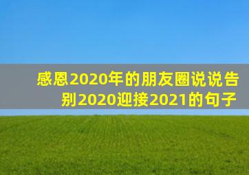 感恩2020年的朋友圈说说告别2020迎接2021的句子