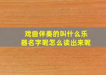 戏曲伴奏的叫什么乐器名字呢怎么读出来呢