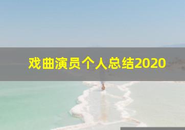 戏曲演员个人总结2020