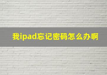 我ipad忘记密码怎么办啊