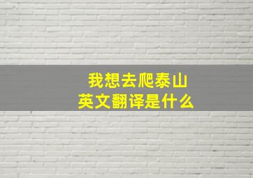 我想去爬泰山英文翻译是什么