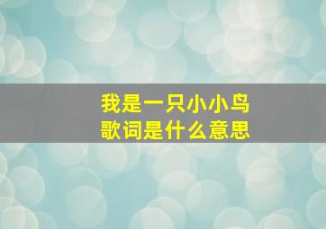 我是一只小小鸟歌词是什么意思