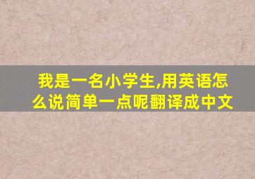 我是一名小学生,用英语怎么说简单一点呢翻译成中文