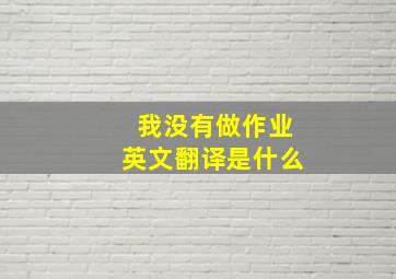 我没有做作业英文翻译是什么