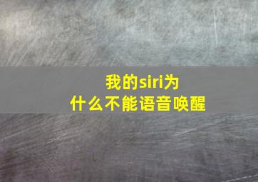 我的siri为什么不能语音唤醒