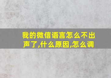 我的微信语言怎么不出声了,什么原因,怎么调