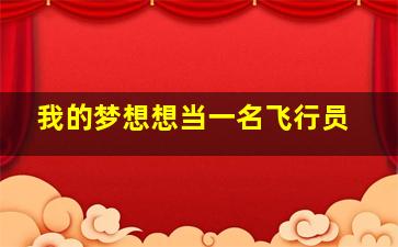 我的梦想想当一名飞行员