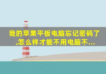 我的苹果平板电脑忘记密码了,怎么样才能不用电脑不...