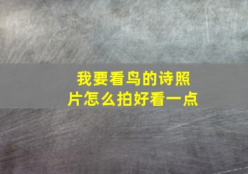 我要看鸟的诗照片怎么拍好看一点