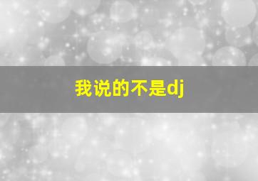 我说的不是dj