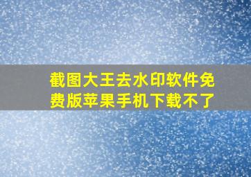 截图大王去水印软件免费版苹果手机下载不了