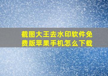 截图大王去水印软件免费版苹果手机怎么下载