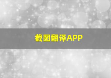 截图翻译APP