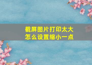 截屏图片打印太大怎么设置缩小一点