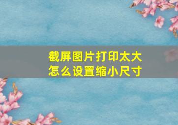 截屏图片打印太大怎么设置缩小尺寸