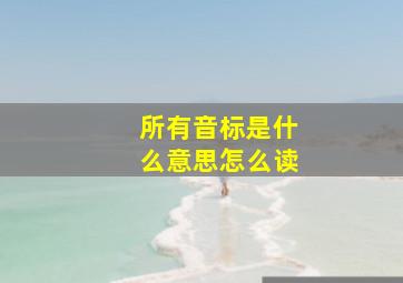 所有音标是什么意思怎么读