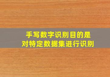 手写数字识别目的是对特定数据集进行识别