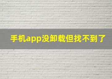 手机app没卸载但找不到了