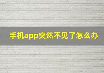 手机app突然不见了怎么办