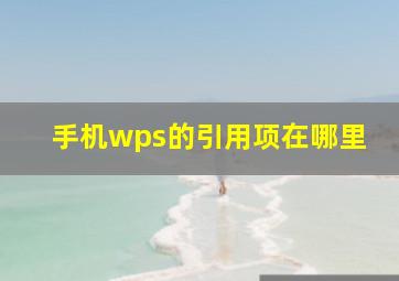 手机wps的引用项在哪里